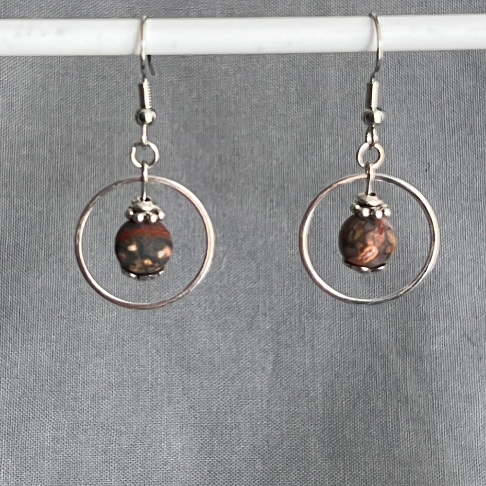 21016 Leopard Skin Jasper Matte Earrings
